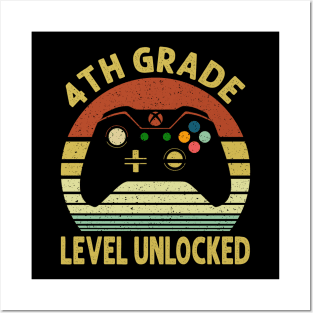 4th Grade Level Unlocked First Day of School Video Gamer Posters and Art